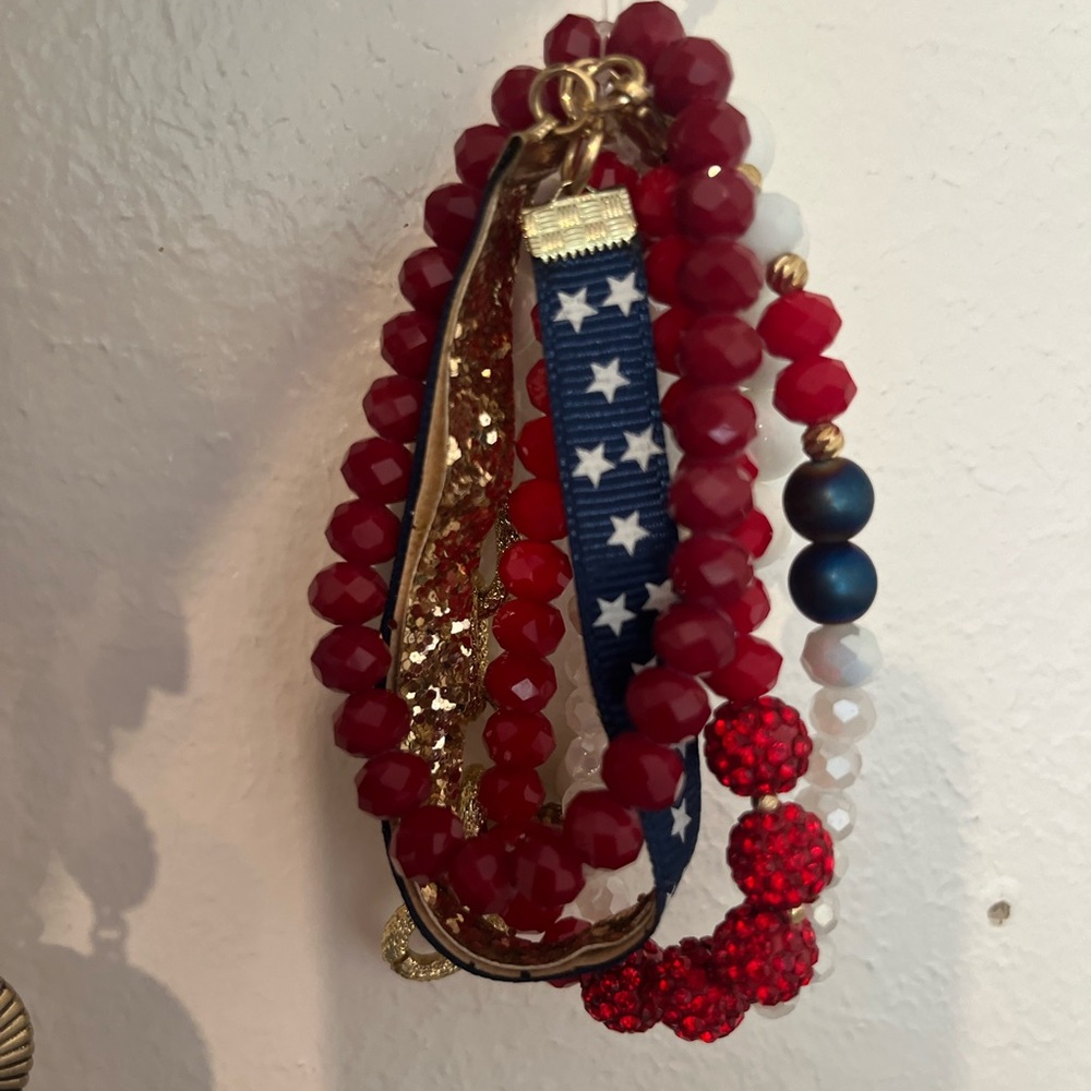 Red and Gold Beaded Bracelet Set